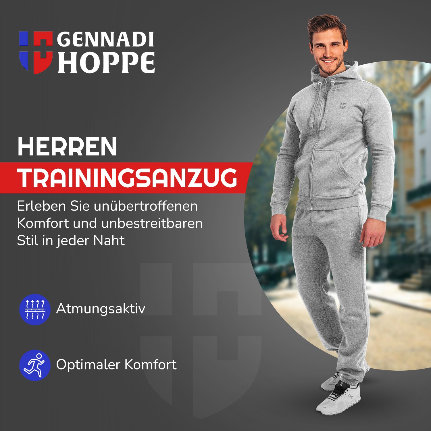 Gennadi Hoppe Herren Trainingsanzug Sweatjacke und Trainingshose Jogginganzug