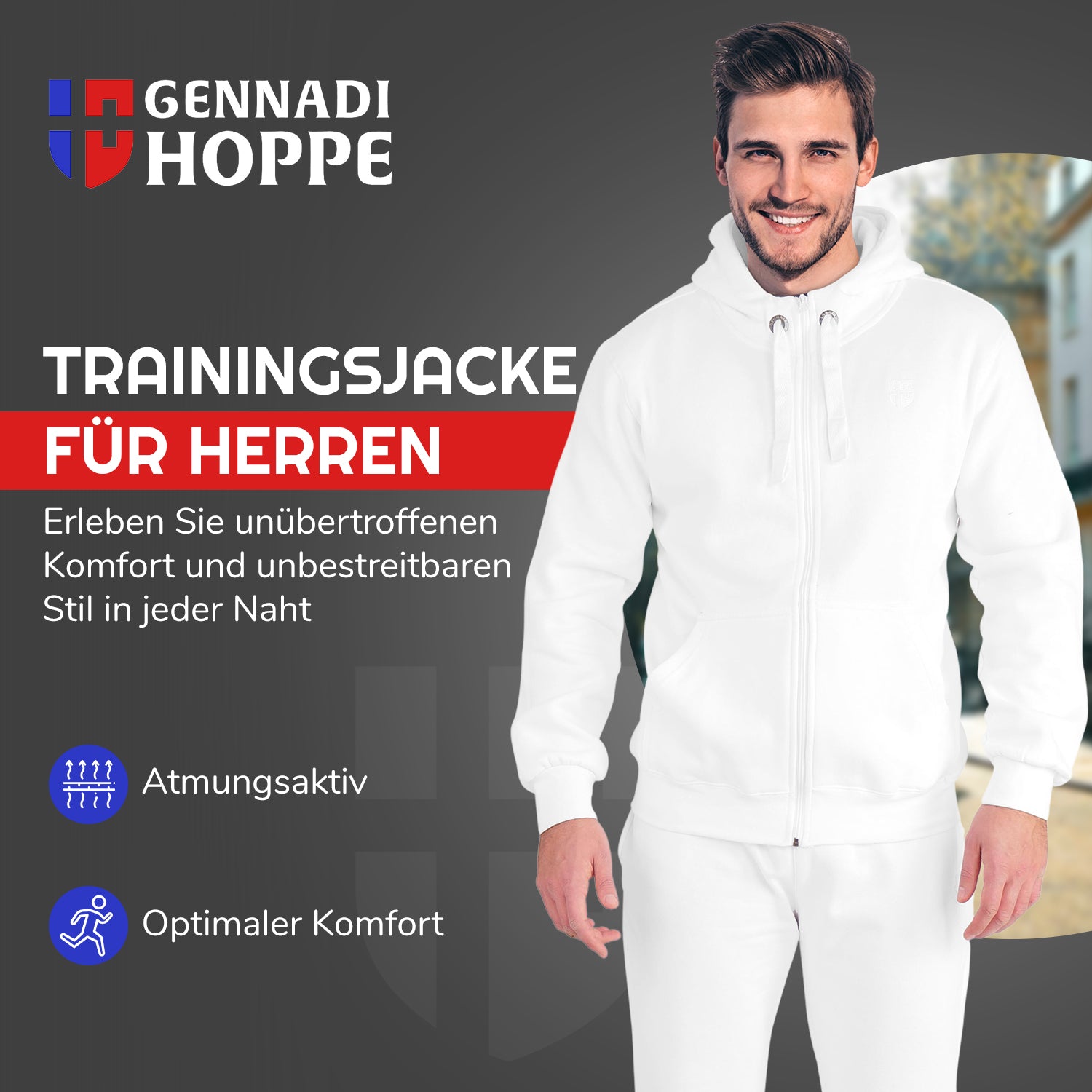 Gennadi Hoppe Herren Trainingsjacke Kapuzenjacke Joggingjacke