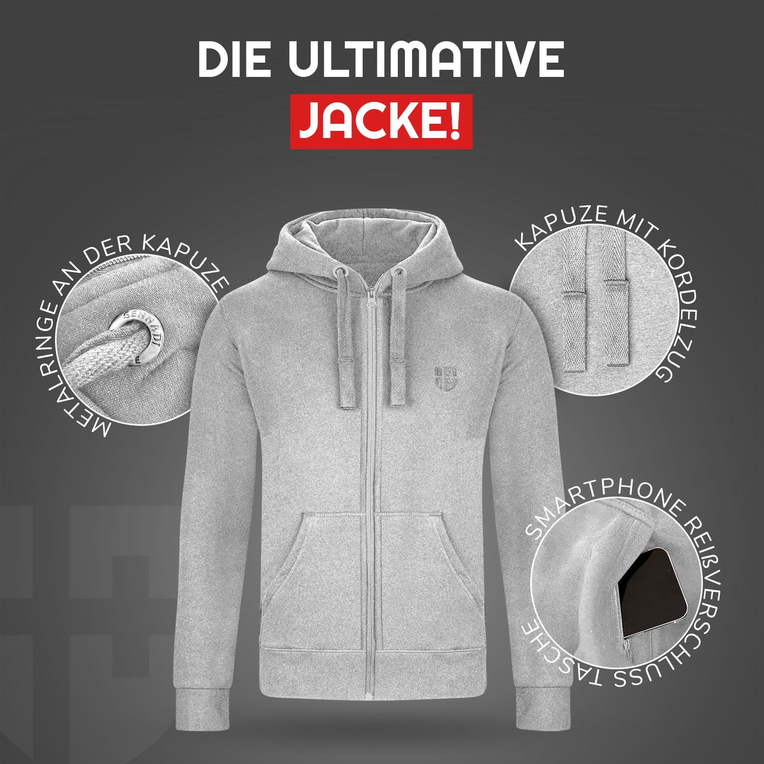 Gennadi Hoppe Herren Trainingsjacke Kapuzenjacke Joggingjacke