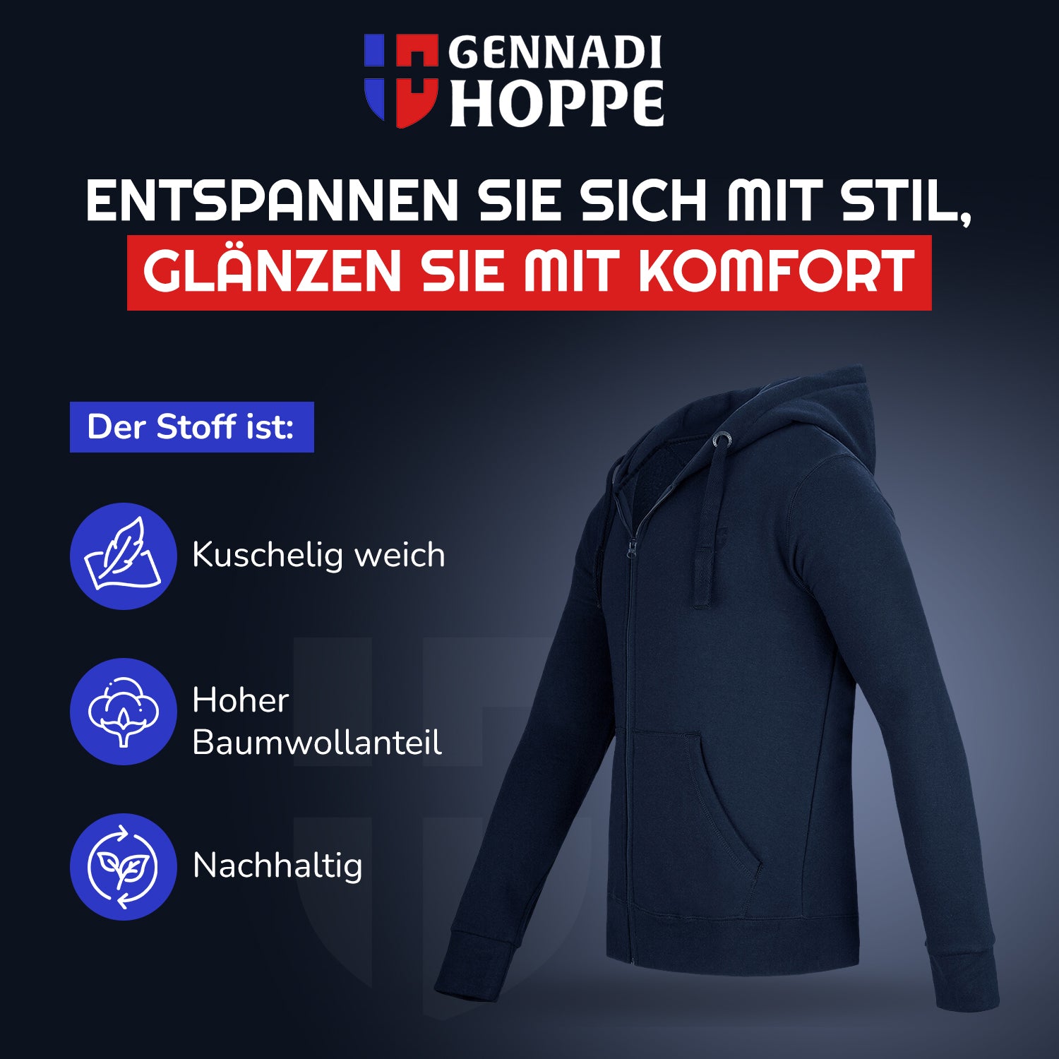 Gennadi Hoppe Herren Trainingsjacke Kapuzenjacke Joggingjacke