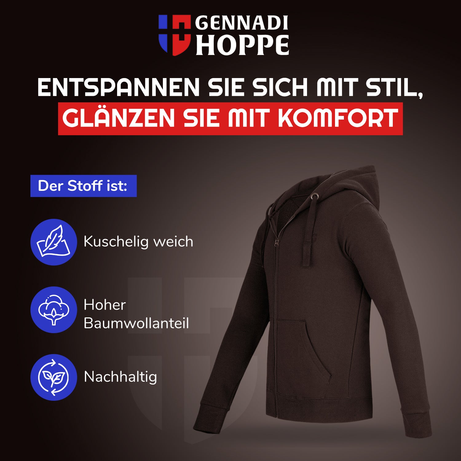 Gennadi Hoppe Herren Trainingsjacke Kapuzenjacke Joggingjacke