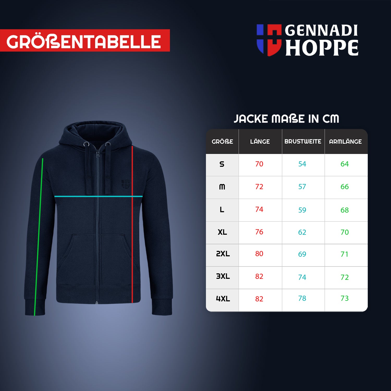 Gennadi Hoppe Herren Trainingsjacke Kapuzenjacke Joggingjacke