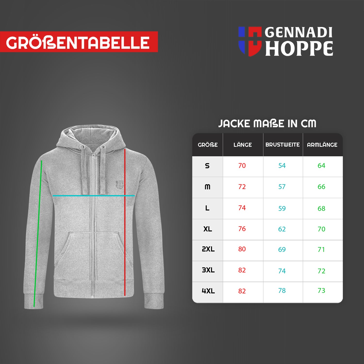 Gennadi Hoppe Herren Trainingsjacke Kapuzenjacke Joggingjacke