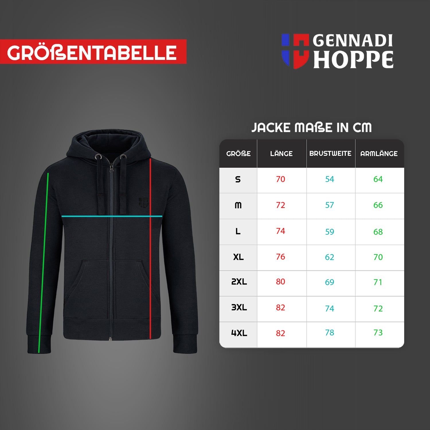 Gennadi Hoppe Herren Trainingsjacke Kapuzenjacke Joggingjacke