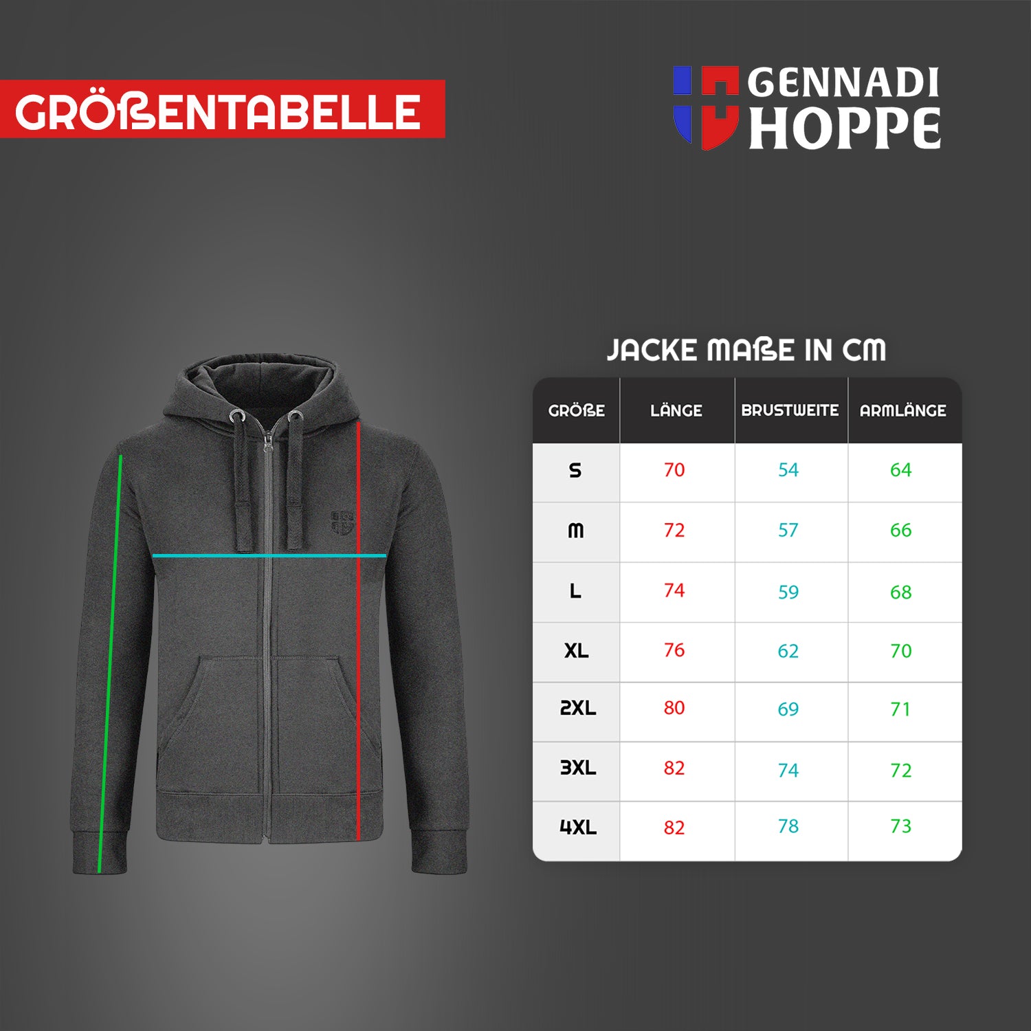 Gennadi Hoppe Herren Trainingsjacke Kapuzenjacke Joggingjacke