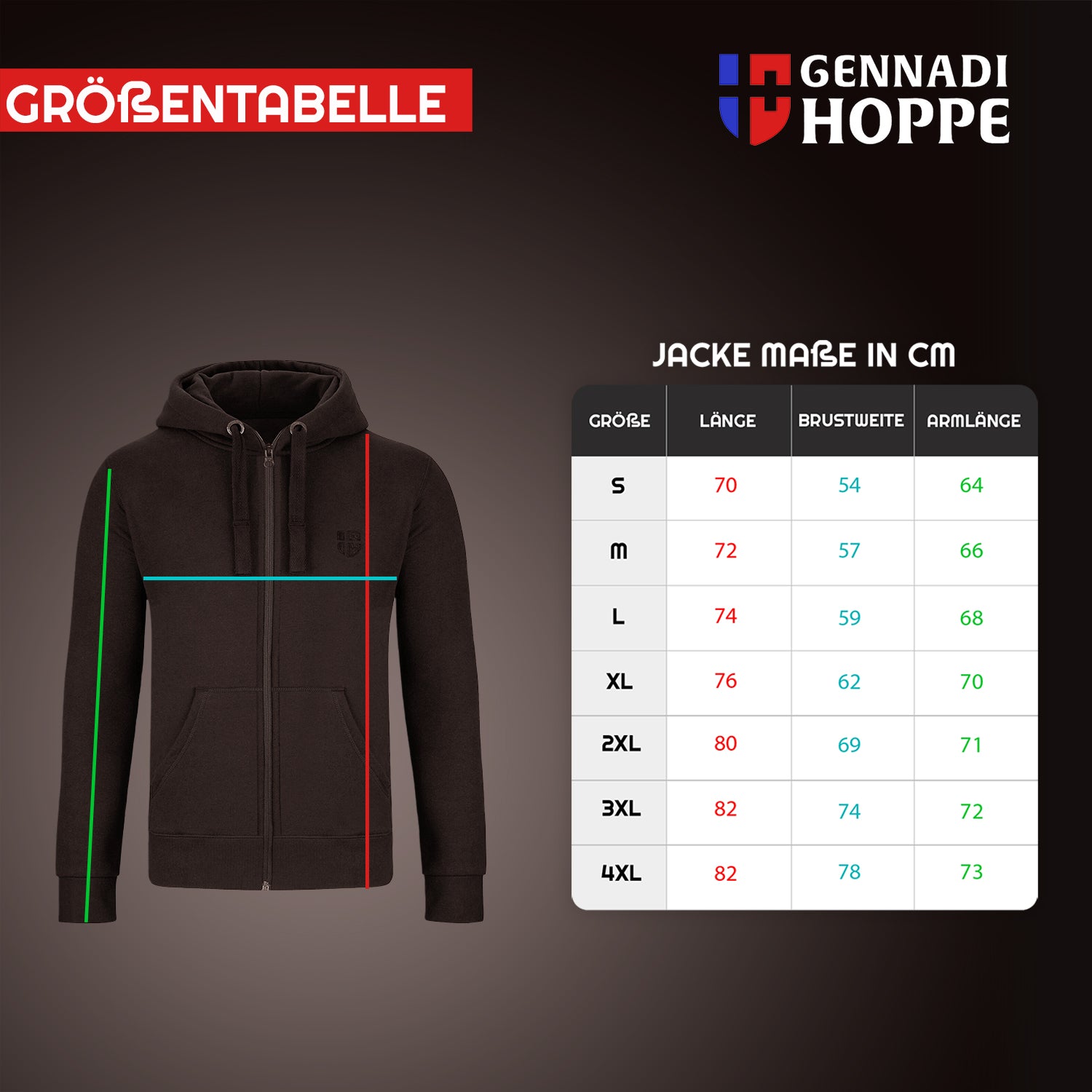 Gennadi Hoppe Herren Trainingsjacke Kapuzenjacke Joggingjacke