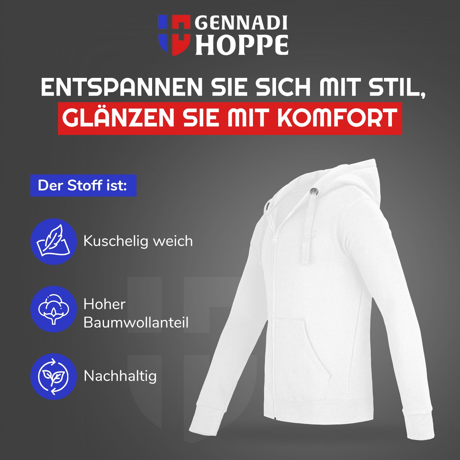 Gennadi Hoppe Herren Trainingsjacke Kapuzenjacke Joggingjacke