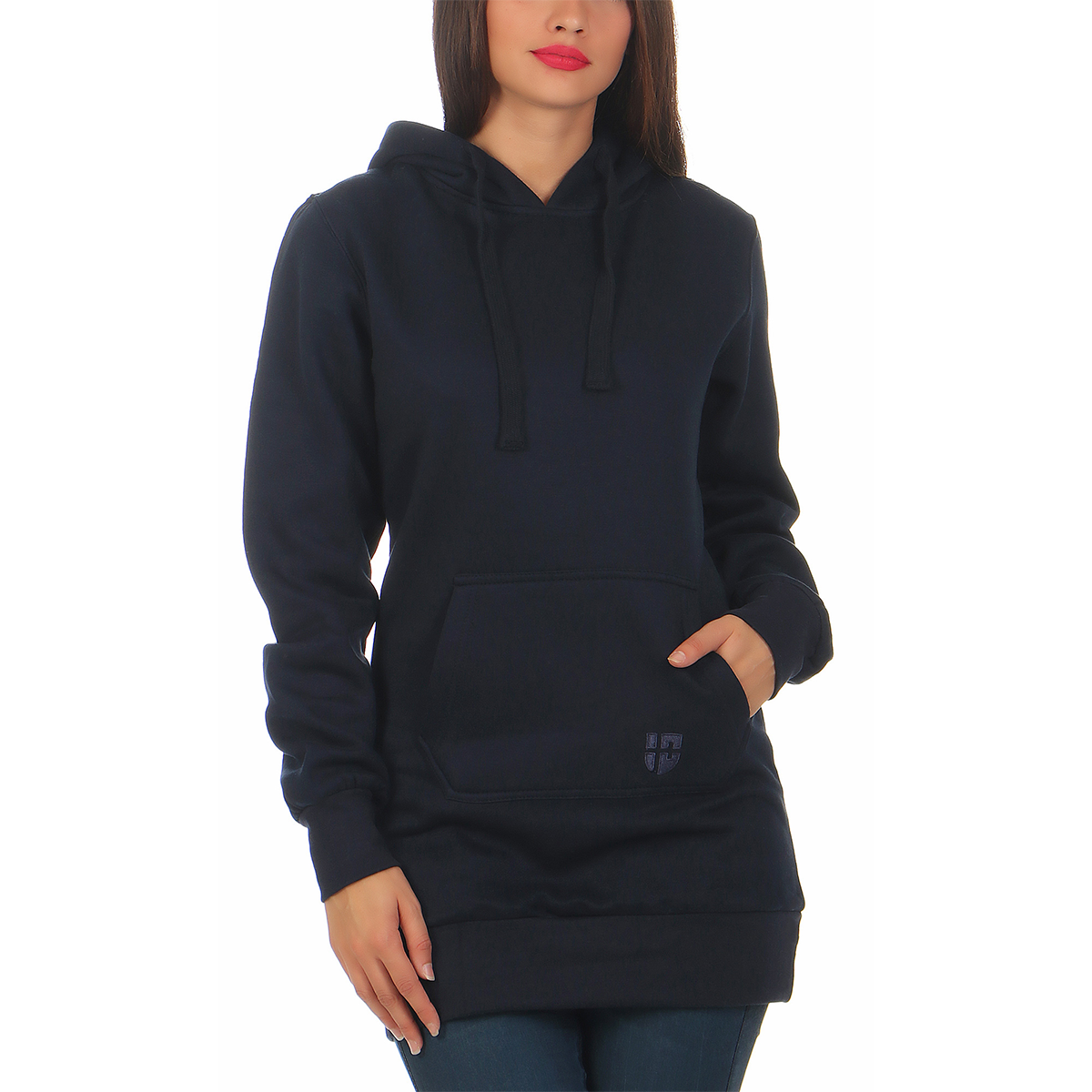 Gennadi Hoppe Damen Long Hoodie Longpulli Kapuzenpullover