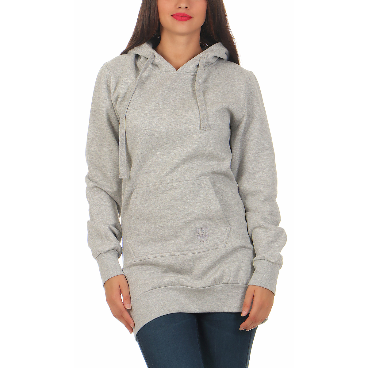 Gennadi Hoppe Damen Long Hoodie Longpulli Kapuzenpullover