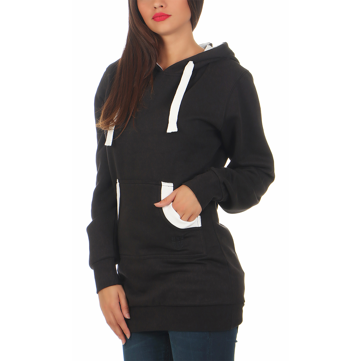 Gennadi Hoppe Damen Long Hoodie Longpulli Kapuzenpullover